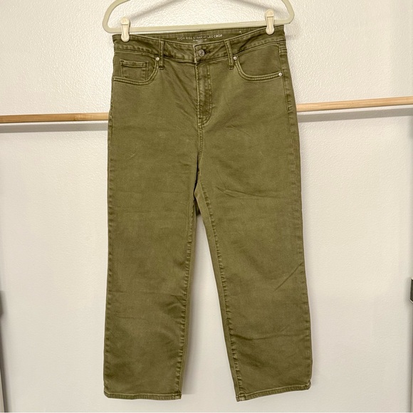 Chico’s Women’s‎ High Rise Straight Cropped Denim Stretchy Army Green Size 8 - Picture 2 of 10